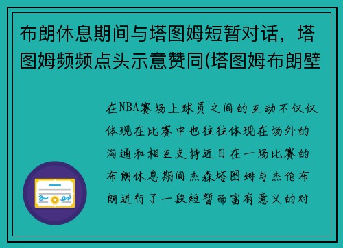 布朗休息期间与塔图姆短暂对话，塔图姆频频点头示意赞同(塔图姆布朗壁纸)